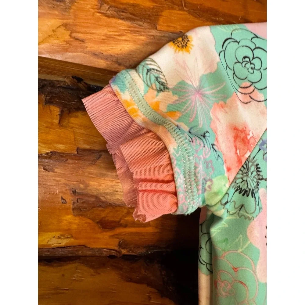 Matilda Jane Riding the Waves Floral Swim Rash Guard Top Size 4‎